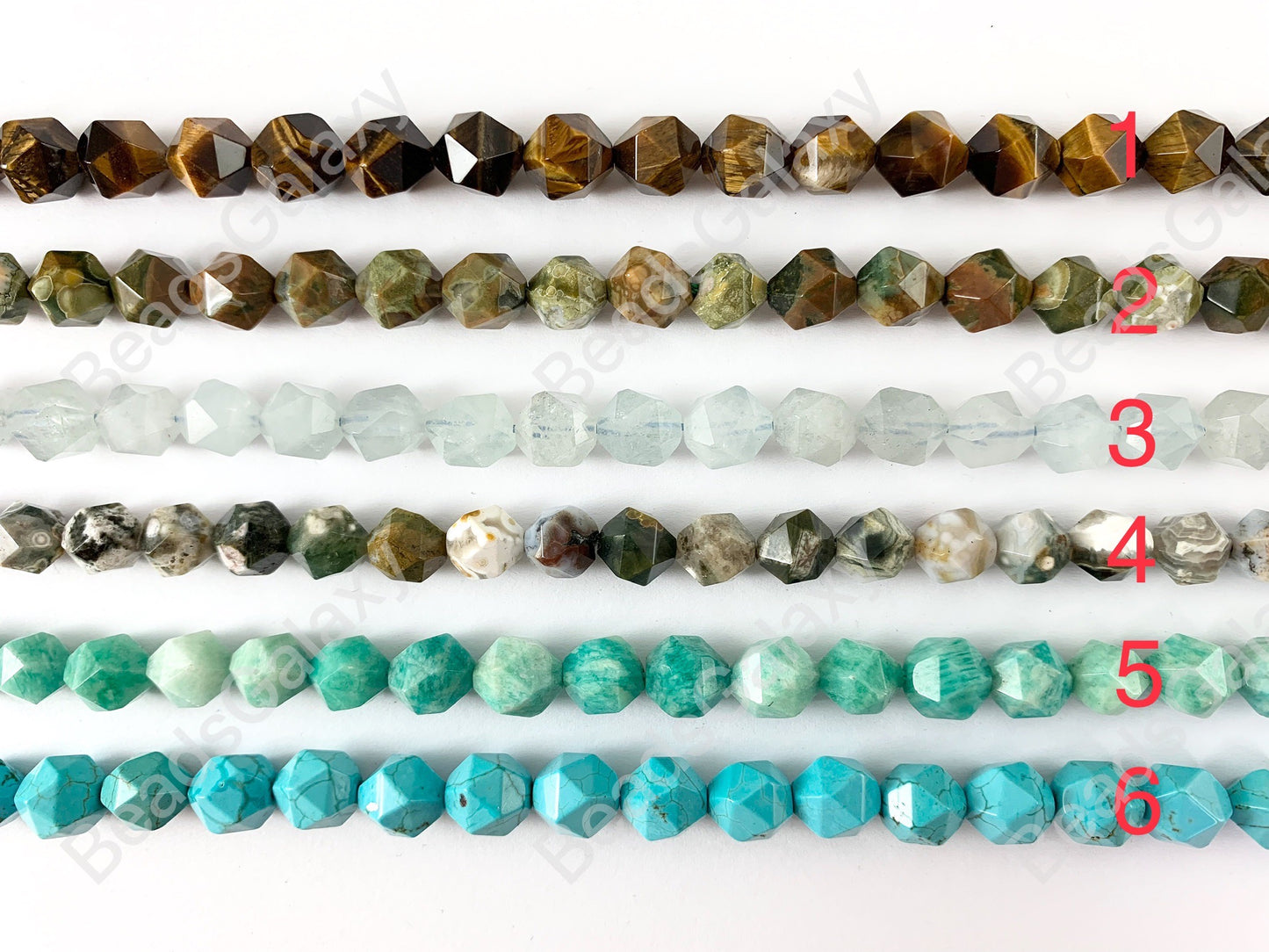 10mm Hand Cut Gemstones Star cut Faceted Natural Gemstone Beads Around 15"