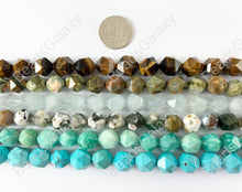 Load image into Gallery viewer, 10mm Hand Cut Gemstones Star cut Faceted Natural Gemstone Beads Around 15&quot;
