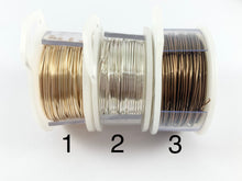 Load image into Gallery viewer, 20 GAUGE Tarnish Resistant Silver Plated Wrapping Craft Wire Artistic Wire Copper Core in Bronze Copper Silver Gold Proudly made in the USA!
