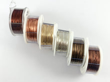 Load image into Gallery viewer, 20 GAUGE Tarnish Resistant Silver Plated Wrapping Craft Wire Artistic Wire Copper Core in Bronze Copper Silver Gold Proudly made in the USA!
