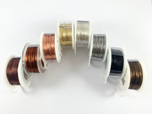 Load image into Gallery viewer, 22 GAUGE Tarnish Resistant Silver Plated Wrapping Craft Wire Artistic Wire Copper Core in Bronze Copper Silver Gold Proudly made in the USA!
