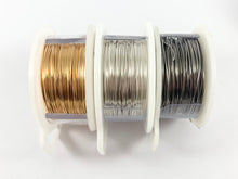 Load image into Gallery viewer, 24 GAUGE Tarnish Resistant Silver Plated Wrapping Craft Wire Artistic Wire Copper Core in Bronze Copper Silver Gold Proudly made in the USA!
