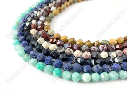 8mm Handcut Gemstones Starcut Faceted Natural Gemstone Beads Around 15"