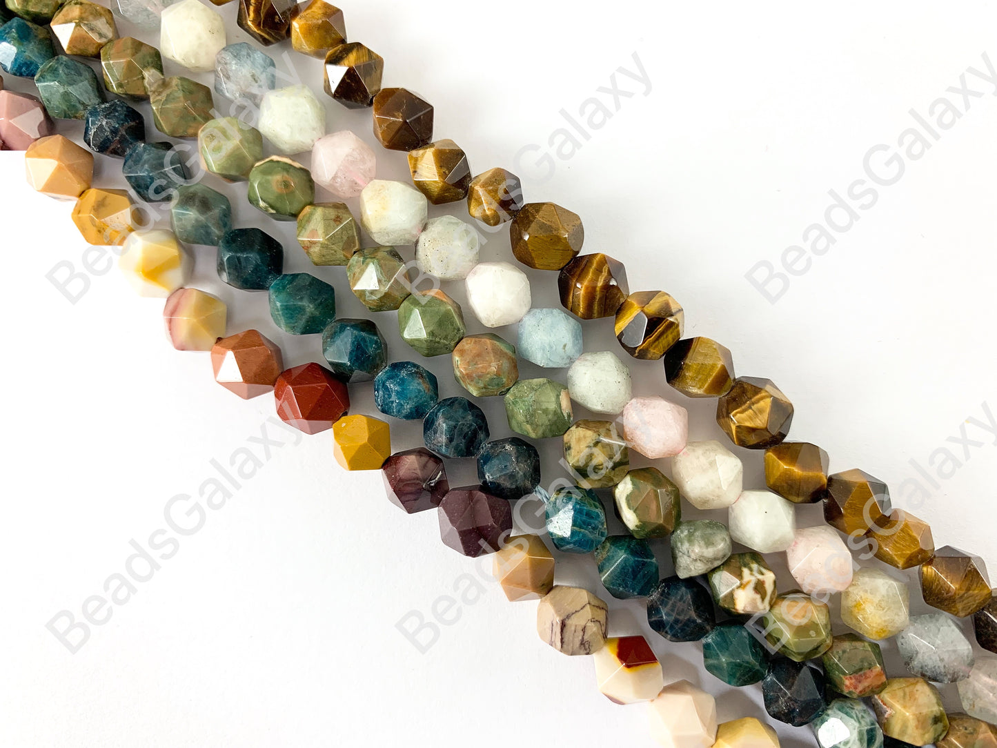 8mm Handcut Gemstones Starcut Faceted Natural Gemstone Beads Around 15"