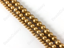 Load image into Gallery viewer, Gold Coated Wood Beads Round Smooth Natural Beads 15&quot;-16&quot;
