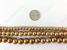 Load image into Gallery viewer, Gold Coated Wood Beads Round Smooth Natural Beads 15&quot;-16&quot;
