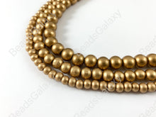 Load image into Gallery viewer, Gold Coated Wood Beads Round Smooth Natural Beads 15&quot;-16&quot;
