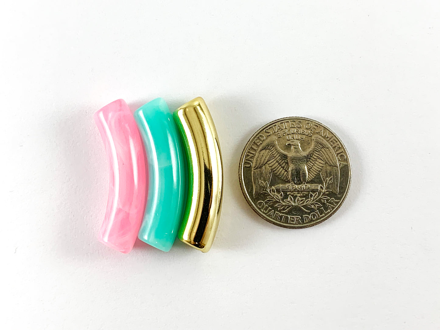 Acrylic Curved Skinny Tube Beads for Bracelet Making (Small) 12pcs