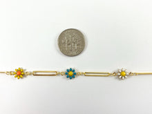 Load image into Gallery viewer, 18K Gold Plated Enamel Plated Copper Multicolor Daisy Flower with Paperclip Chain
