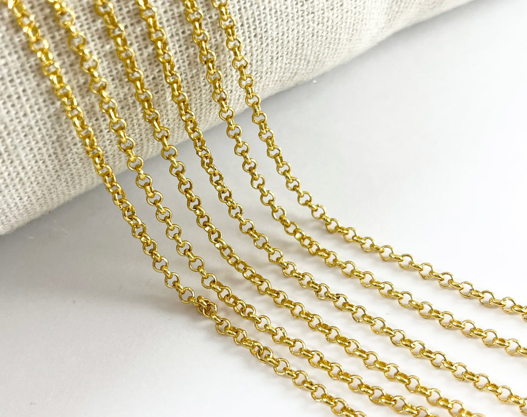 18K Gold Plated Brass Dainty Minimalist Rolo O Chain for Men and Women Necklace and Bracelet Making