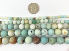 Load image into Gallery viewer, High Quality Matte Amazonite Round Smooth Natural Blue Brown Frosted Stone Beads 14&quot;-15&quot;
