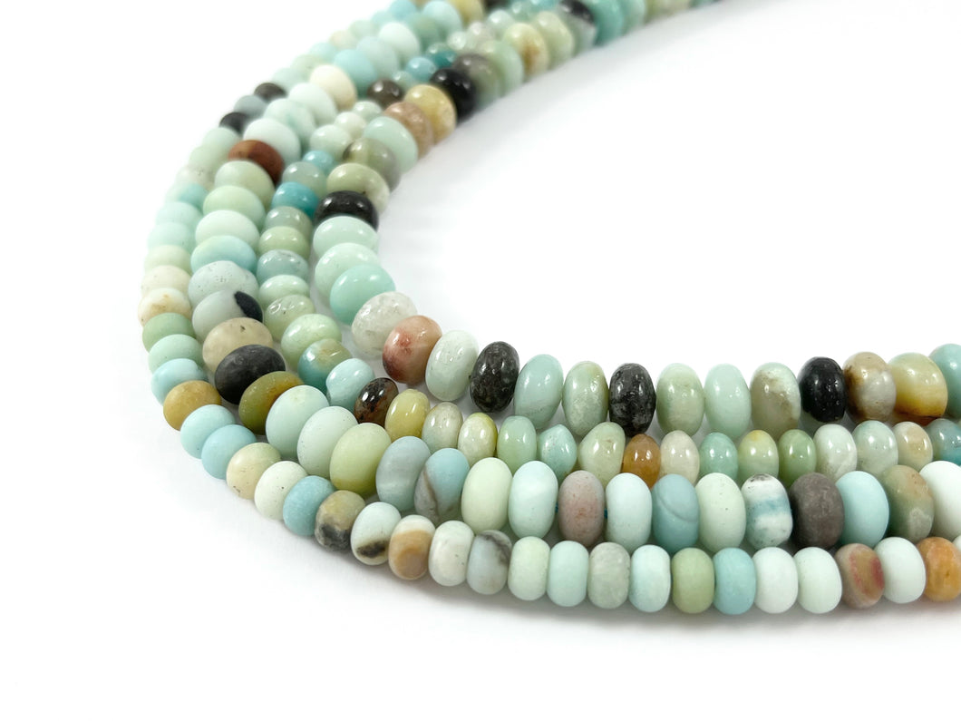 High Quality Amazonite Roundelle Smooth Matte Natural Blue Brown Stone Beads 6mm 8mm 14