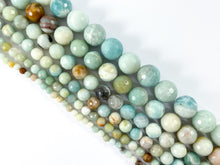 Load image into Gallery viewer, High Quality Amazonite Round Faceted Natural Blue Brown Stone Beads 4mm -14mm 14&quot;-15&quot;
