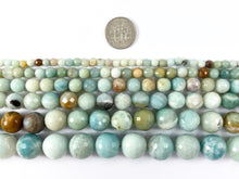 Load image into Gallery viewer, High Quality Amazonite Round Faceted Natural Blue Brown Stone Beads 4mm -14mm 14&quot;-15&quot;
