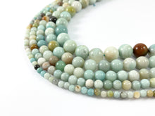 Load image into Gallery viewer, High Quality Amazonite Round Smooth Natural Blue Brown Stone Beads 4-12MM 14&quot;-15&quot;
