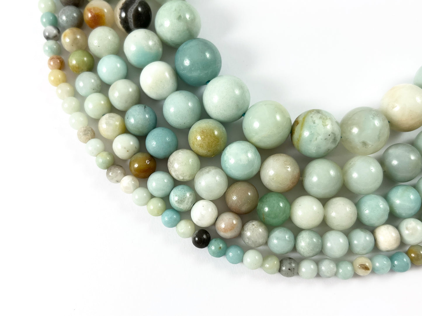 Cuentas de piedra marrón azul Natural lisas redondas de amazonita de alta calidad 4-12MM 14 "-15"