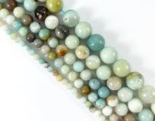 Load image into Gallery viewer, High Quality Amazonite Round Smooth Natural Blue Brown Stone Beads 4-12MM 14&quot;-15&quot;
