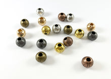 Load image into Gallery viewer, Pewter Base Metal Textured Round Bead Brushed Hammered Spacer Beads Large Hole Gold Silver Bronze Copper Matte Gunmetal
