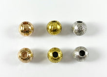 Load image into Gallery viewer, Pewter Base Metal Textured Round Bead Brushed Hammered Spacer Beads Large Hole Gold Silver Bronze Copper Matte Gunmetal
