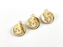 Load image into Gallery viewer, Real Gold 18K Plated Micro CZ Coin Star &amp; Moon Crescent Pave Charm Over Copper 8pc
