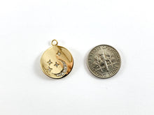 Load image into Gallery viewer, Real Gold 18K Plated Micro CZ Coin Star &amp; Moon Crescent Pave Charm Over Copper 8pc
