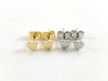 Load image into Gallery viewer, Real 18K Gold and Silver Plated Heart Earring Stud Component Over Copper 5 pairs
