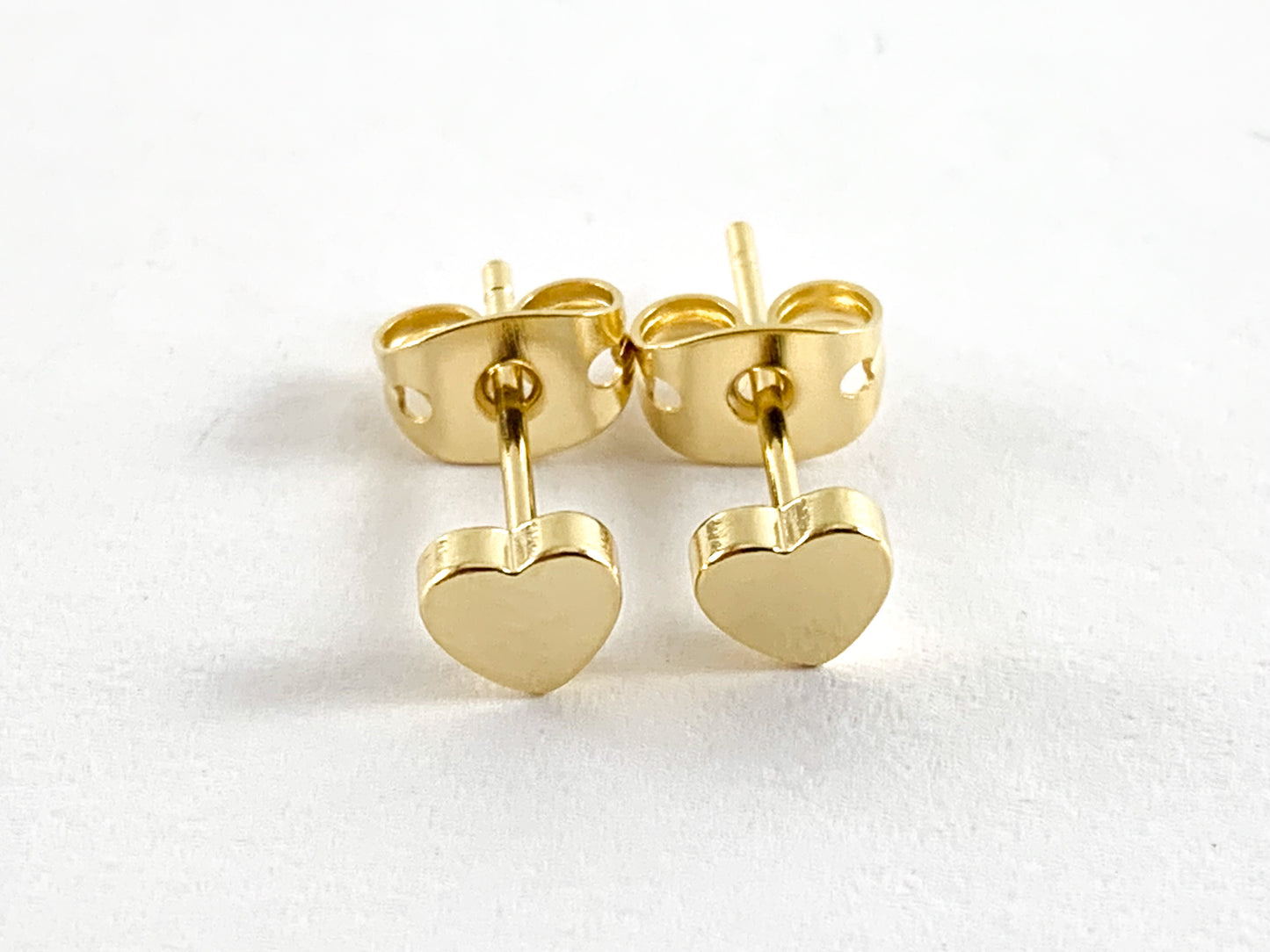 Real 18K Gold and Silver Plated Heart Earring Stud Component Over Copper 5 pairs