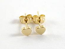 Load image into Gallery viewer, Real 18K Gold and Silver Plated Heart Earring Stud Component Over Copper 5 pairs
