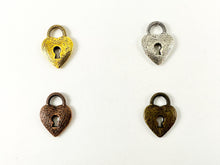 Load image into Gallery viewer, Pewter Rustic Heart Lock Charms Valentine&#39;s Day Heart Lock Textured Pendants in Antique Gold, Silver, Copper and Bronze Color
