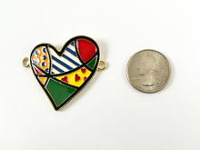 Load image into Gallery viewer, Pewter Enamel Heart Connectors Valentine&#39;s Day Large Curved Heart Charms with Colorful Enamel Plating
