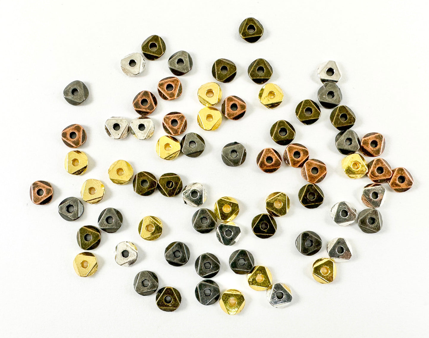 6mm Pewter Shiny Smooth Wavy Spacer Beads in Gold, Silver, Antique Bronze, Antique Copper and Gunmetal