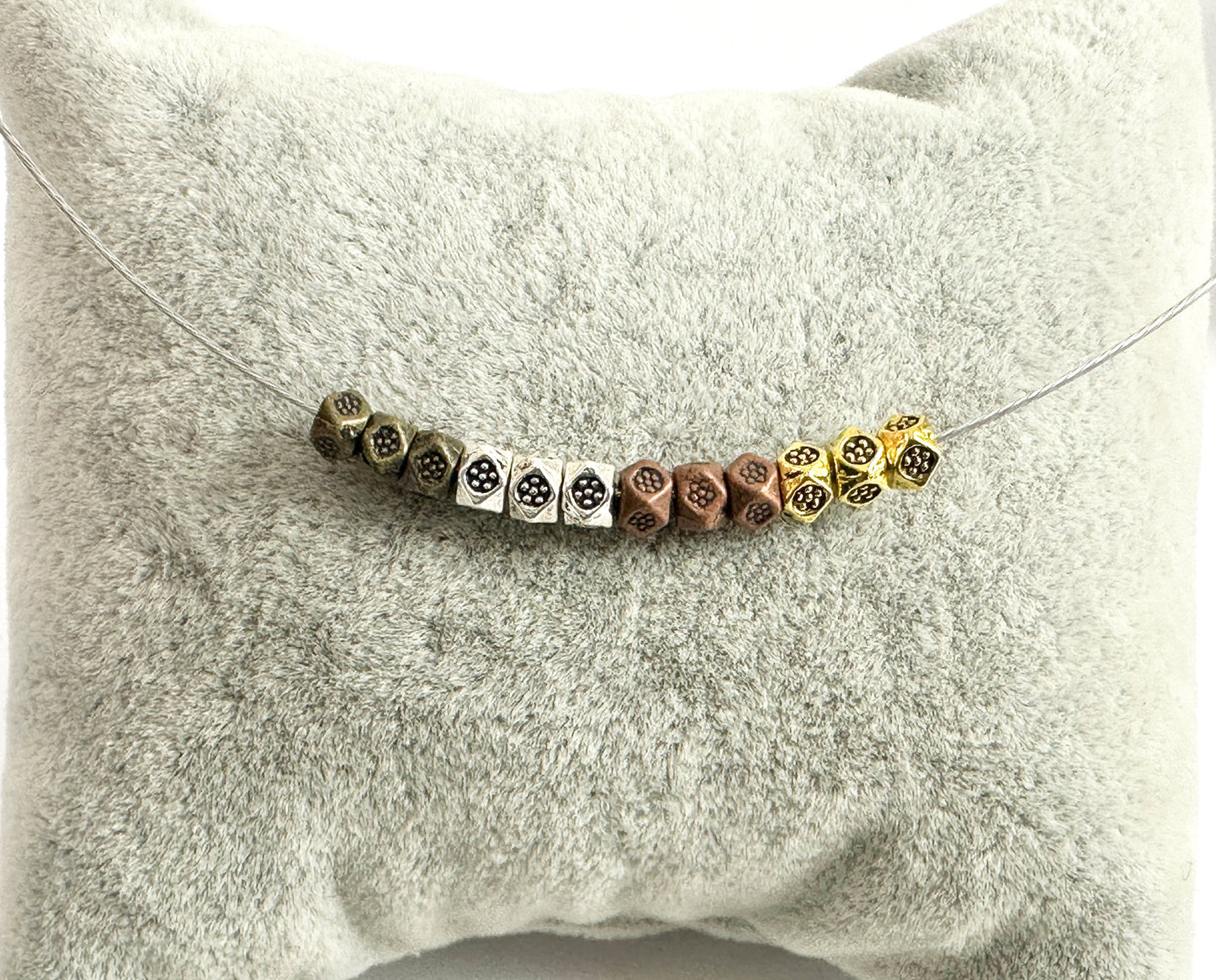 4x3mm Pewter Cube Faceted Spacer Beads Tiny Nugget Space Beads for Jewelry Making Antique Gold, Silver, Bronze, Copper