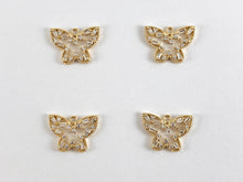 Load image into Gallery viewer, Real 18K Gold Plated Filigree CZ Pave Butterfly Charms 6PCS
