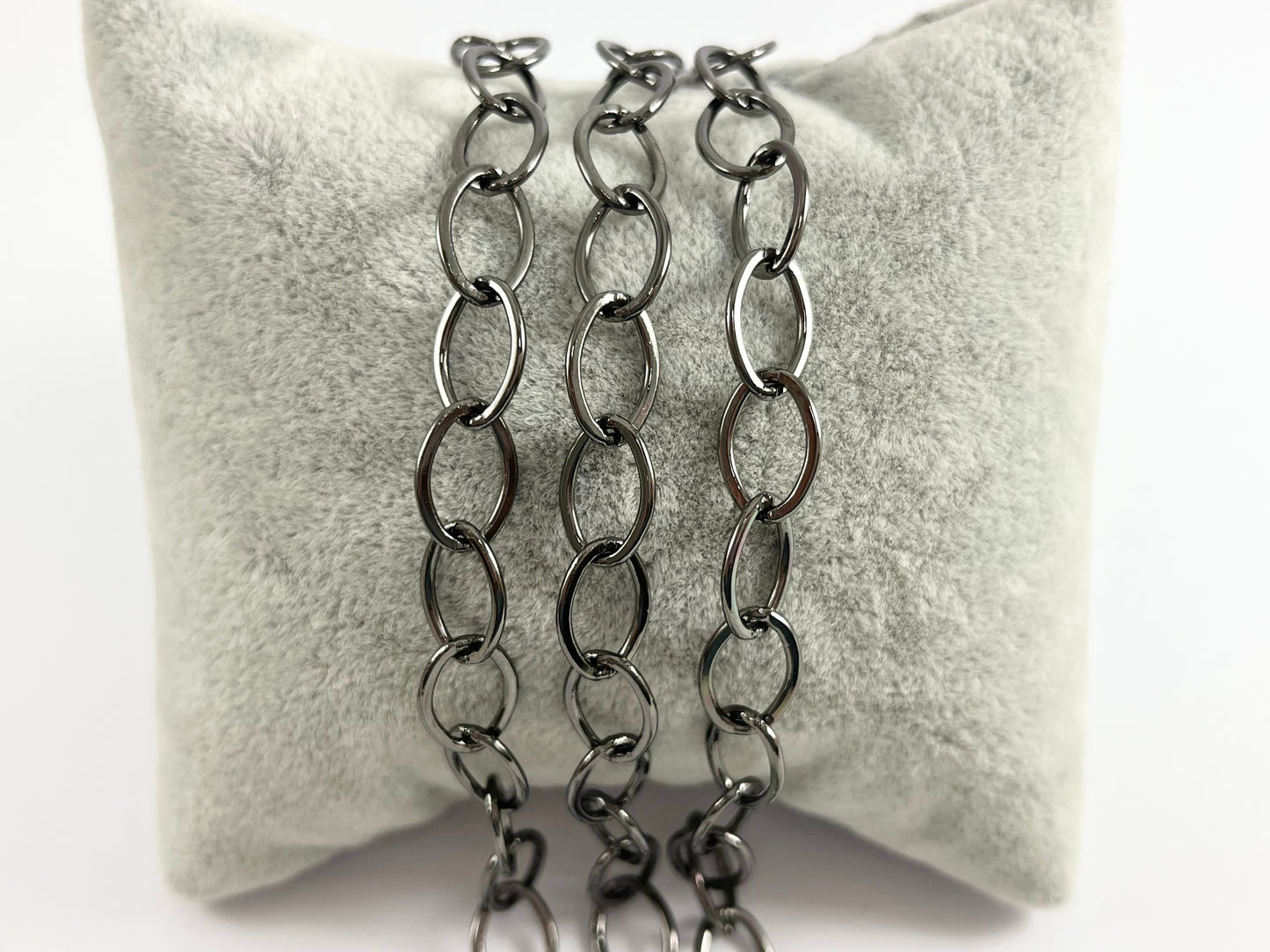 Real Gold Plated Copper Flat Oval Chain By The Yard in Gold, Silver, Gunmetal, Matte Gunmetal and Matte Gold Color