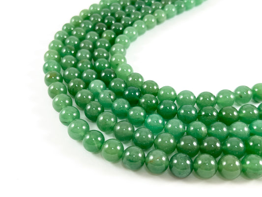 Grado AAA alta calidad aventurina verde natural redonda suave brillante cuentas de piedras preciosas naturales 4 mm 6 mm 8 mm 10 mm 12 mm alrededor de 15 "-16"