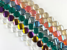 Load image into Gallery viewer, Faceted Shiny 18mm Twisted Coin Crystal Beads Dyed Glass Beads Strand 11 Colors Available!! Around 10&quot;
