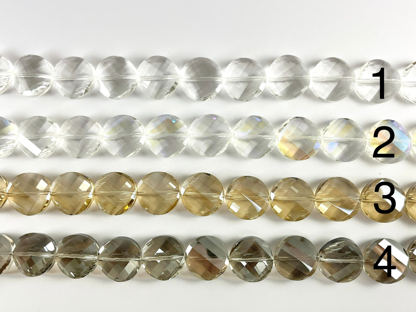 Faceted Shiny 18mm Twisted Coin Crystal Beads Dyed Glass Beads Strand 11 Colors Available!! Around 10"
