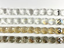 Load image into Gallery viewer, Faceted Shiny 18mm Twisted Coin Crystal Beads Dyed Glass Beads Strand 11 Colors Available!! Around 10&quot;
