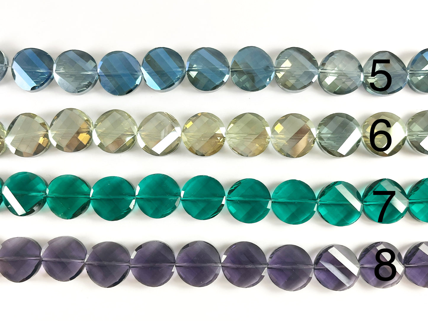 Faceted Shiny 18mm Twisted Coin Crystal Beads Dyed Glass Beads Strand 11 Colors Available!! Around 10"