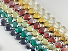 Load image into Gallery viewer, 22mm Puffy Heart Shiny Faceted Crystal Dyed Glass Beads 6 Colors Available Around 11&quot;
