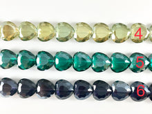 Load image into Gallery viewer, 22mm Puffy Heart Shiny Faceted Crystal Dyed Glass Beads 6 Colors Available Around 11&quot;
