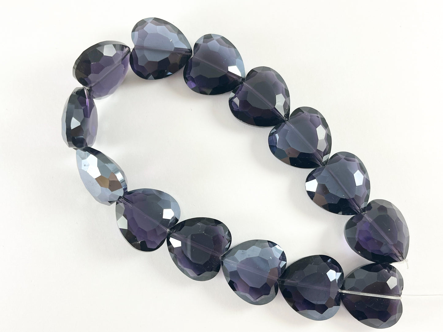22mm Puffy Heart Shiny Faceted Crystal Dyed Glass Beads 6 Colors Available Around 11"