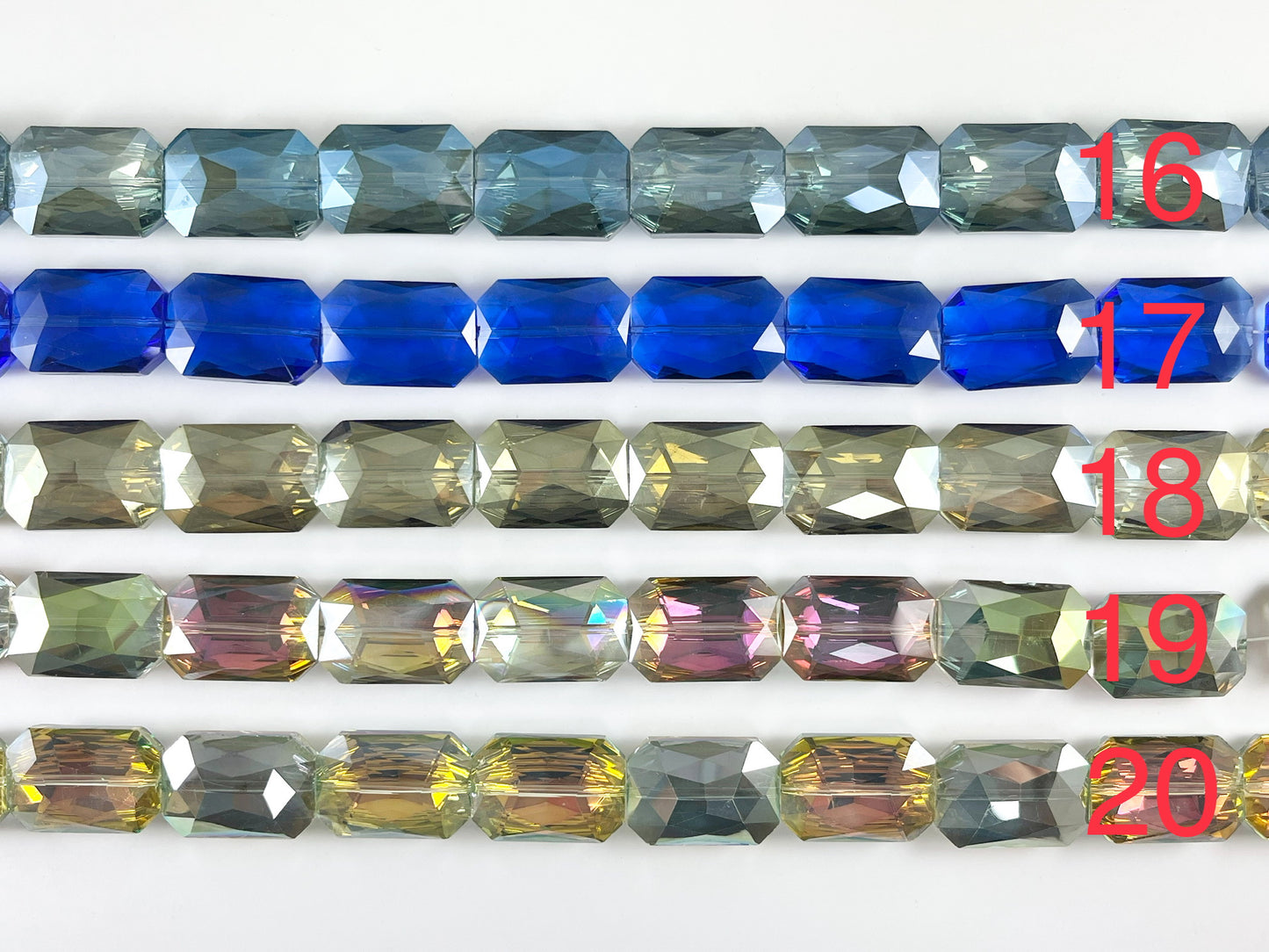 Faceted Shiny 18x26mm Dyed Glass Rectangle Crystal Strands (23 Colors Available!!) Around 11-12"