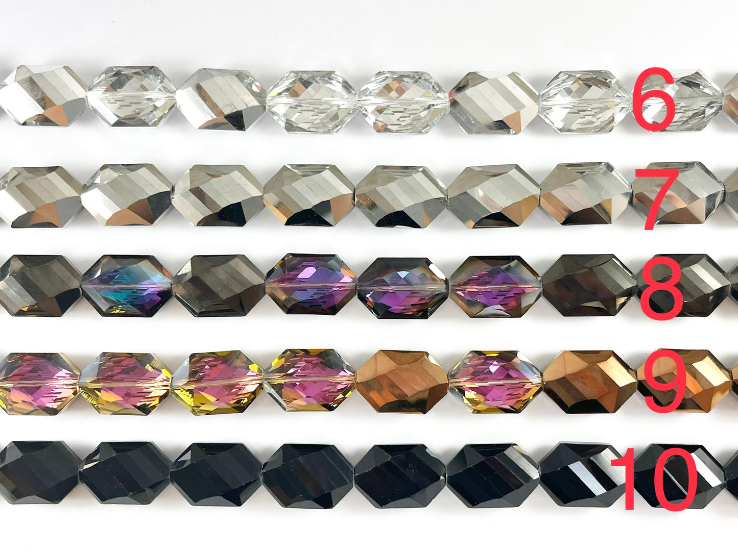 Faceted Shiny 17x25mm Dyed Glass Hexagon Crystal Strands (17 Colors Available!!) Around 12"
