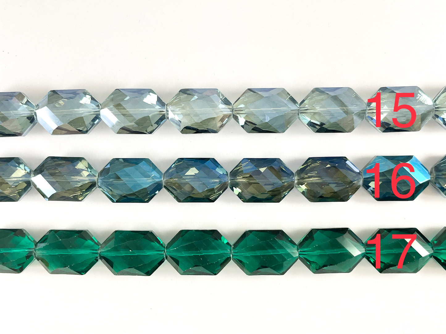 Faceted Shiny 17x25mm Dyed Glass Hexagon Crystal Strands (17 Colors Available!!) Around 12"