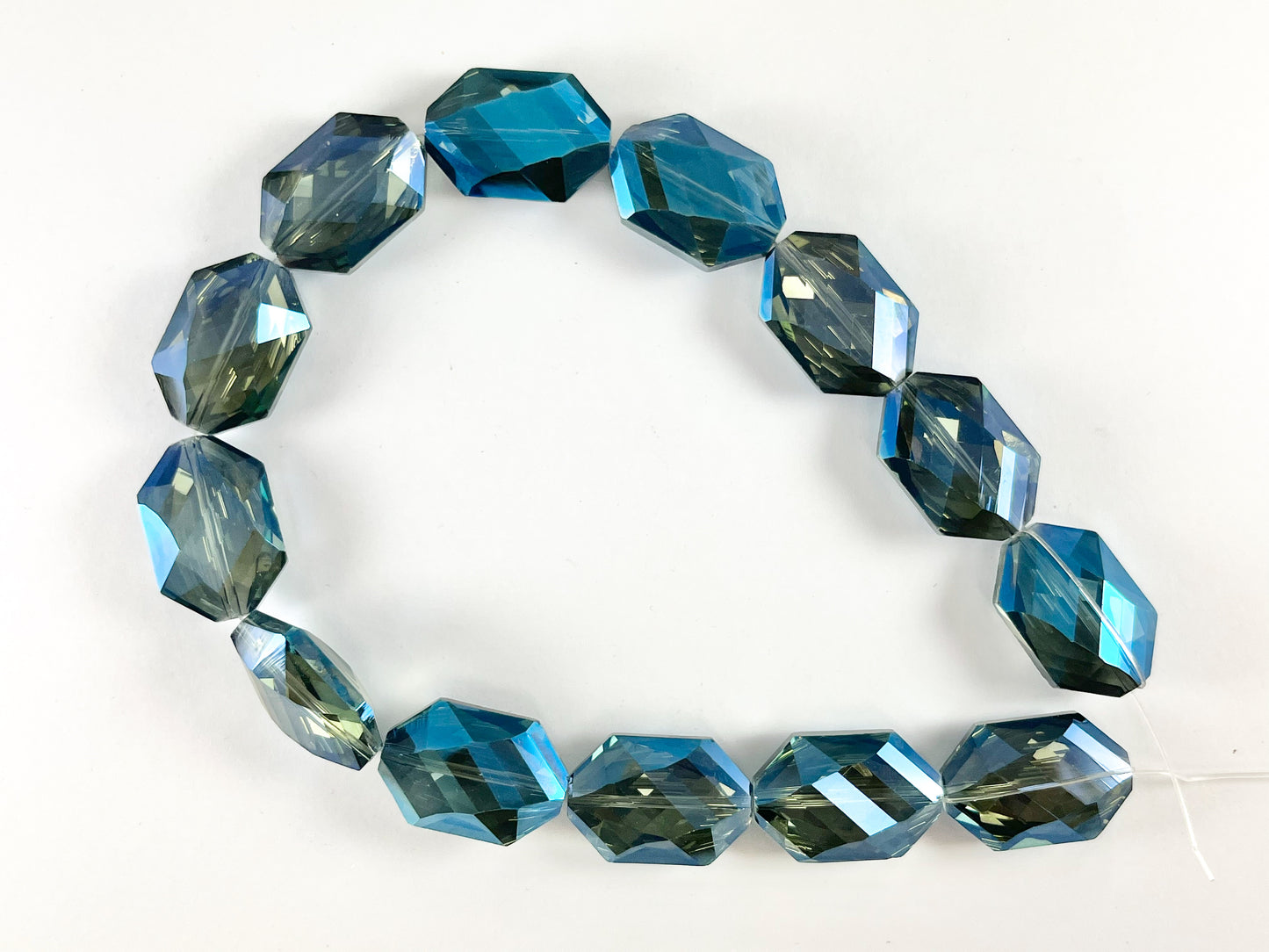 Faceted Shiny 17x25mm Dyed Glass Hexagon Crystal Strands (17 Colors Available!!) Around 12"