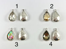 Load image into Gallery viewer, 17x27mm Pewter Rhinestone Silver Base Metal Teardrop Crystal Glass Charm 6PCS
