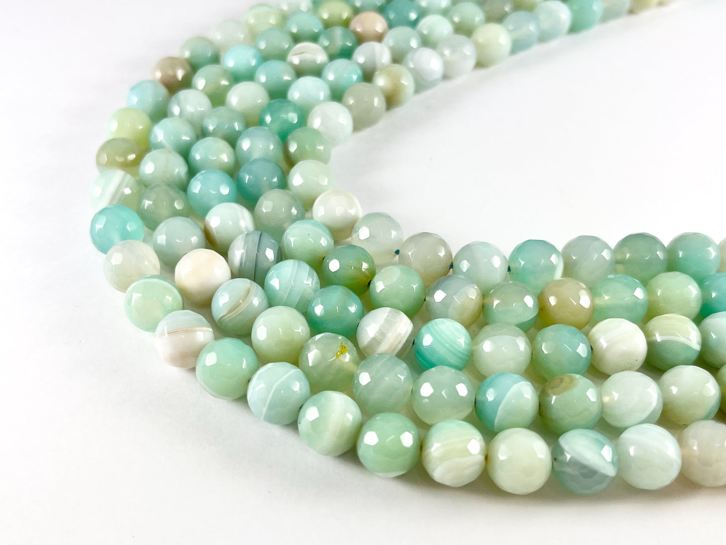 Cuentas de piedra Natural facetadas redondas de ágata teñida Sardonyx de Color azul claro de alta calidad, cuentas de 4mm, 6mm, 8mm, 10mm, 12mm alrededor de 14-15"