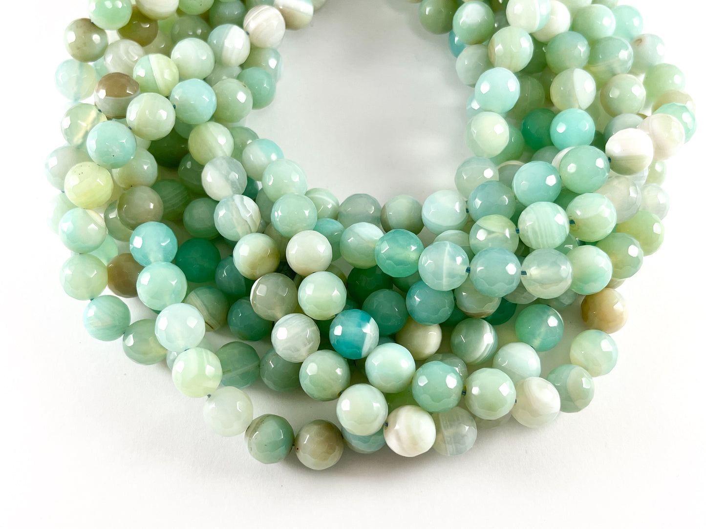 Cuentas de piedra Natural facetadas redondas de ágata teñida Sardonyx de Color azul claro de alta calidad, cuentas de 4mm, 6mm, 8mm, 10mm, 12mm alrededor de 14-15"