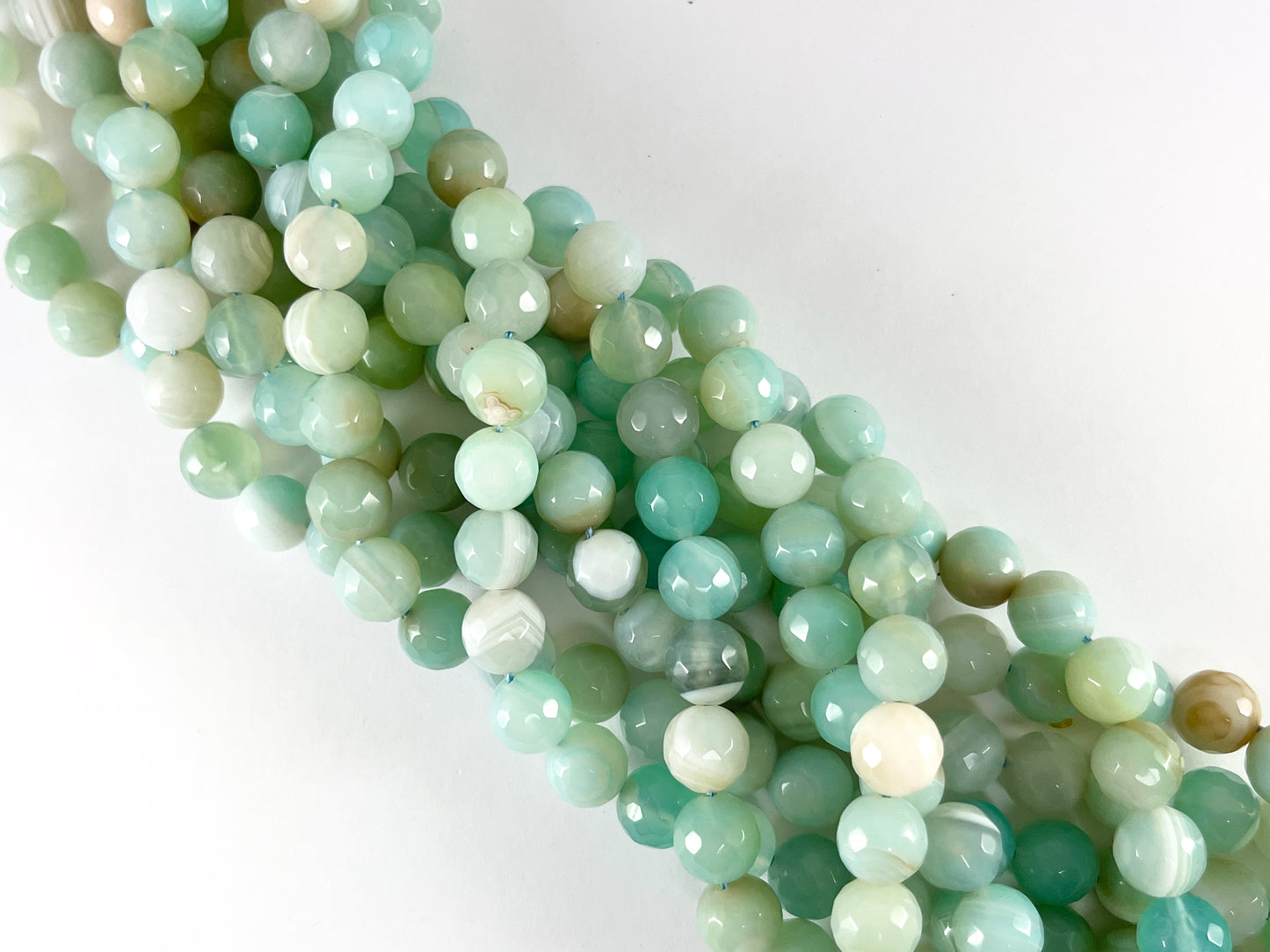 Cuentas de piedra Natural facetadas redondas de ágata teñida Sardonyx de Color azul claro de alta calidad, cuentas de 4mm, 6mm, 8mm, 10mm, 12mm alrededor de 14-15"